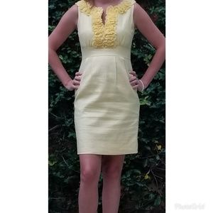 Yellow Taylor ruffle linen dress